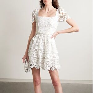 SELF-PORTRAIT Guipure Lace Midi Dress Size 6 In Excellent Condition.